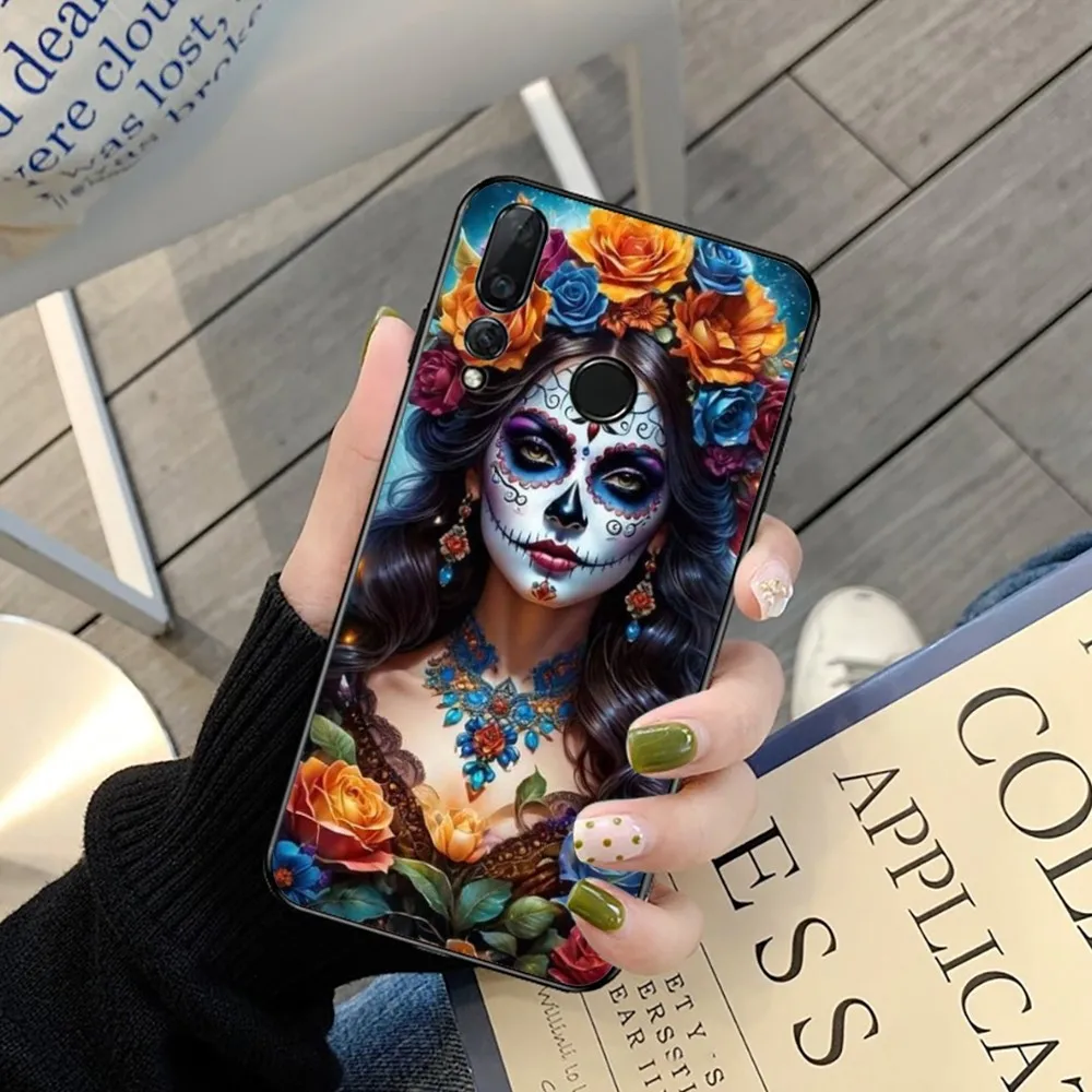 Чехол для телефона Catrina Beautiful Rose Girl с черепом Huawei Y9 6 7 5 Prime Enjoy 7s 8 Plus 7a 9e 9plus 8E Lite Psmart
