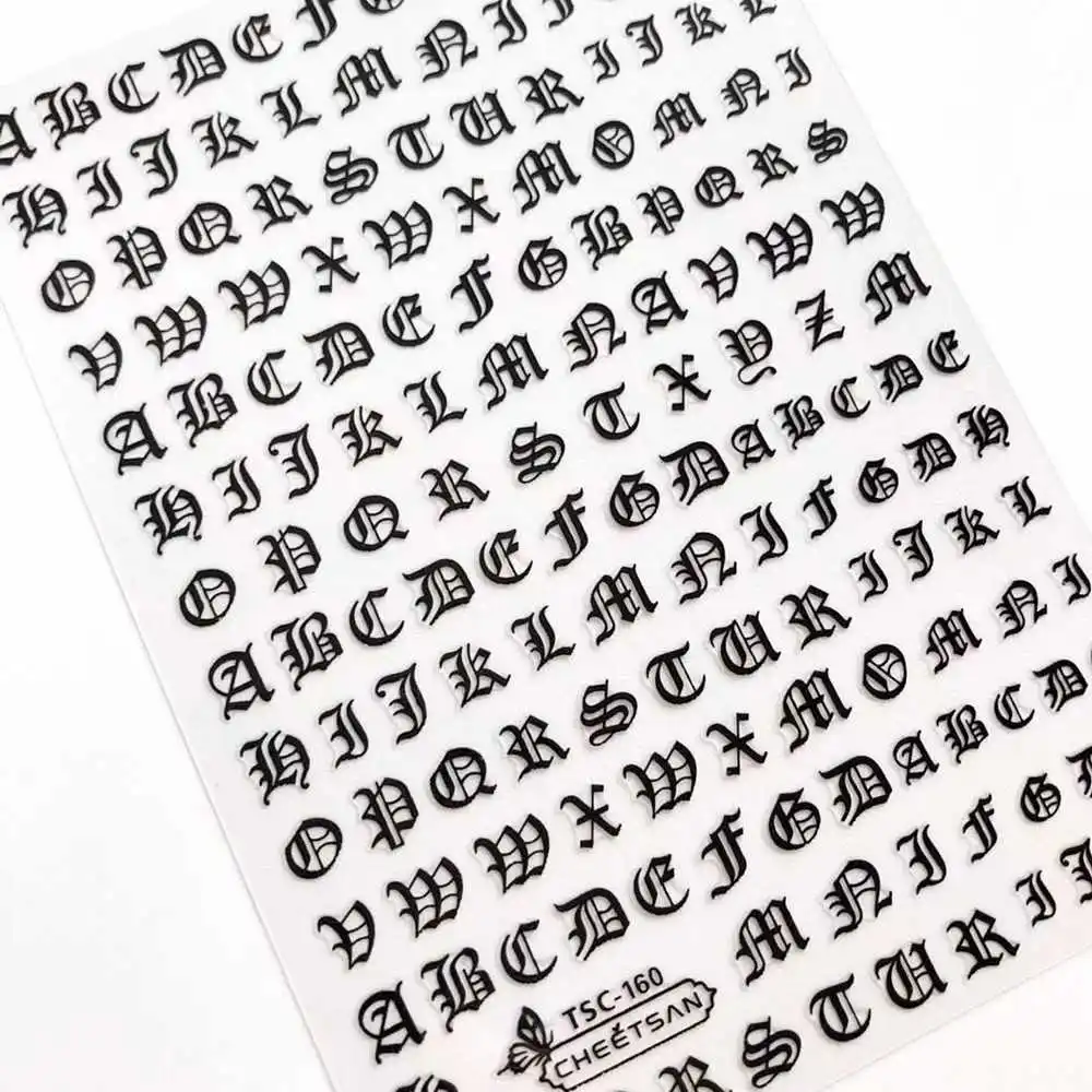 Наклейка для ногтей в стиле ретро с буквами алфавита, 26 дюймов