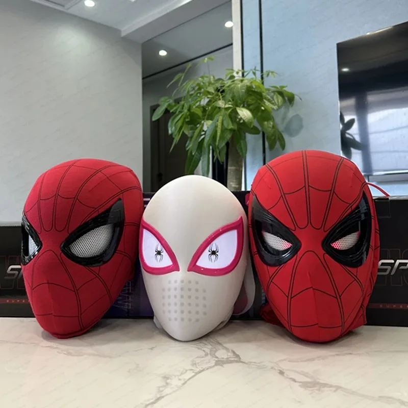 

Marvel Spiderman Headgear Mask Cosplay Moving Eyes Electronic Mask Spider Man 1:1 Remote Control Elastic Toys Adults Kids Gift