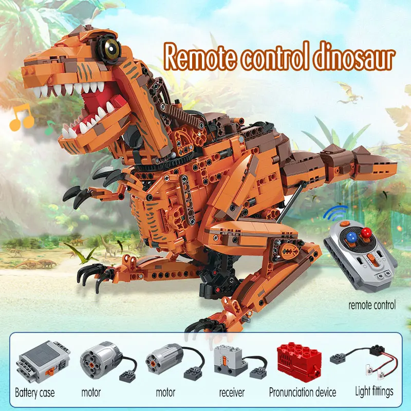 

1092PCS City Creative Electric Tyrannosaurus Building Blocks RC Jurassic World Dinosaur Bricks Toys For Children