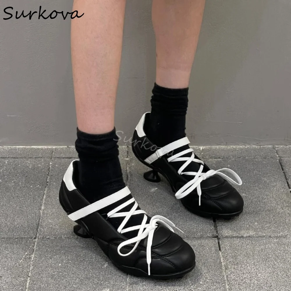 Балетки женские спортивные с перекрестной шнуровкой туфли-лодочки в странном