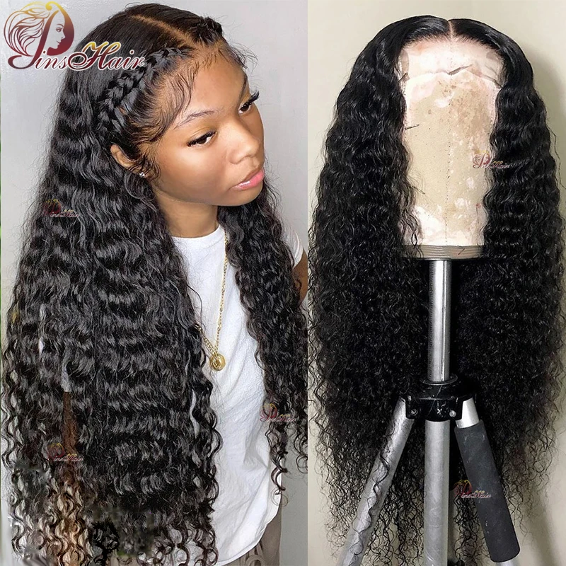30 Inch 13X4 Lace Front Human Hair Wigs Deep Wave Lace Frontal Wig For Women Pre Plucked Brazilian Remy Transparent Lace Wig 180