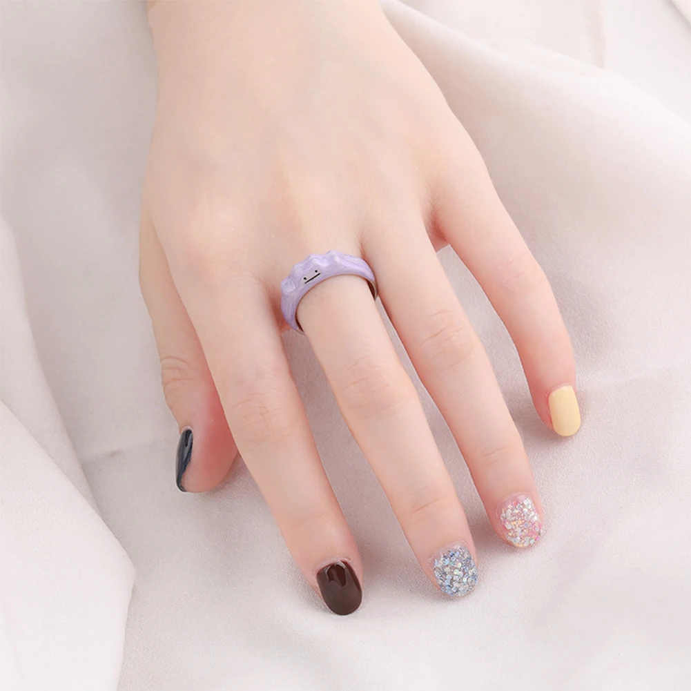 

2022 New Korean Open Rings Dreamy Purple Cute Smiley Monster Ring Women Girls Fashion Jewelry