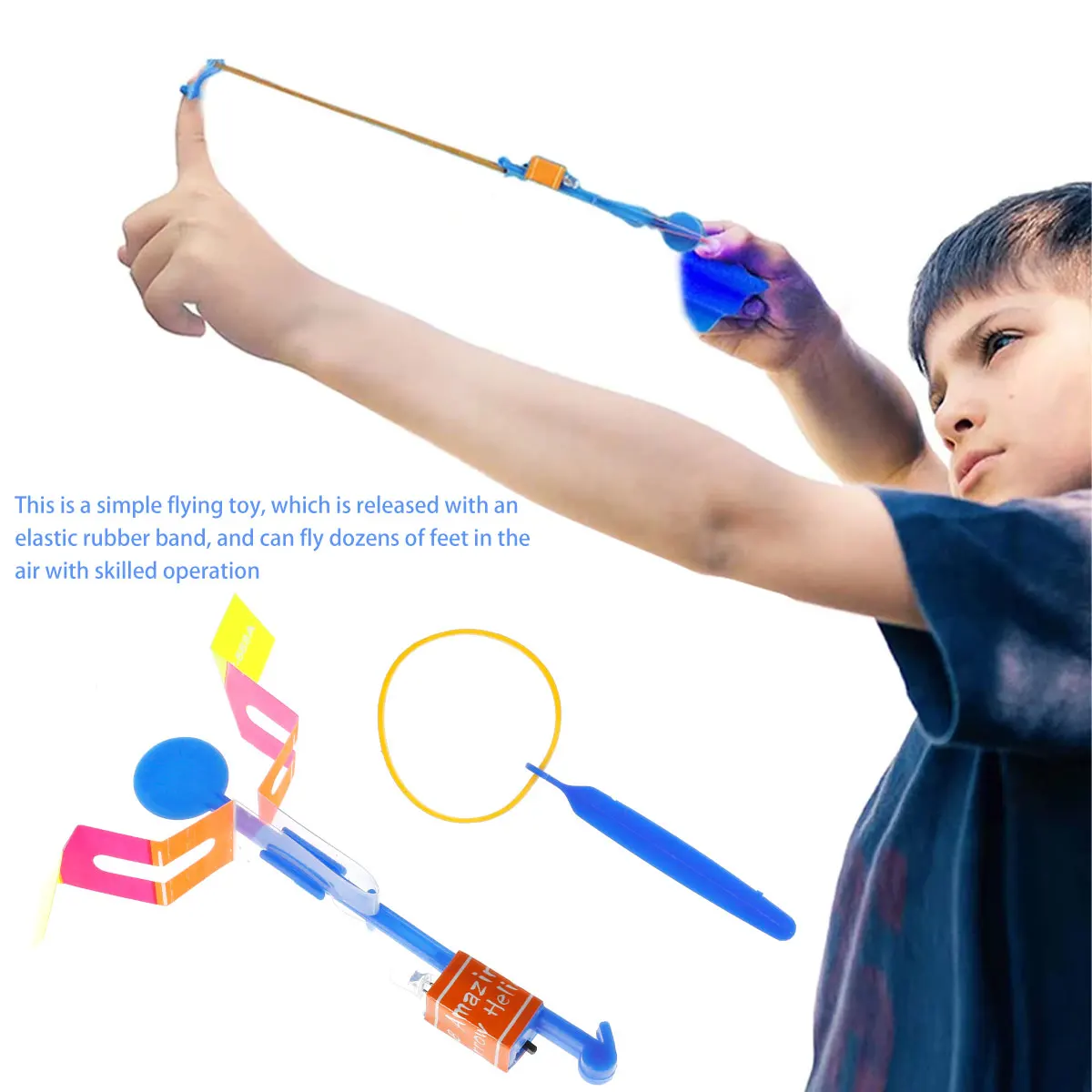

LED Light Arrows Luminous Slingshot Elastic Helicopter Rotating Kids Toy Rocket Slingshot Toy Parent-children Interactive