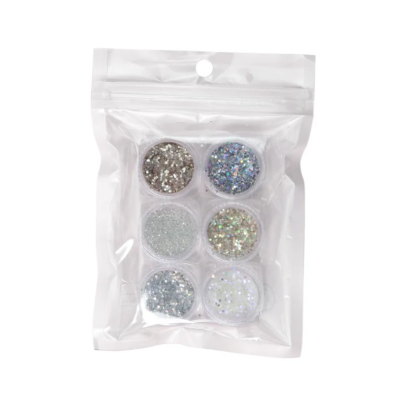 

Новый набор нестандартных блесток для дизайна ногтей-6 цветов, голографические блестки высокого качества
