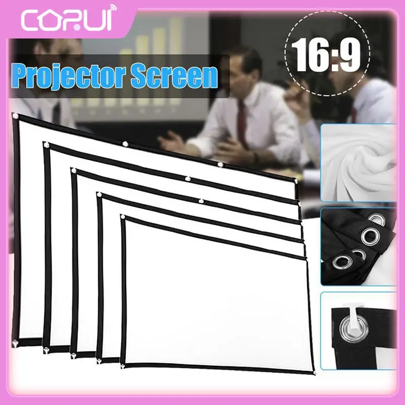 16 To 9 120 Inch Hd Digital Curtain 3d Projector Curtain Portable Home Movie Screen Projection Equipment Gray 160 Viewing Angles
