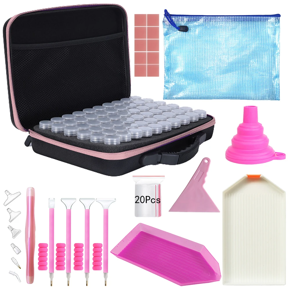 

FCU Accessories Diamond Painting Storage Box Tools 5D DIY Cross Stitch Embroidery Point Drill Pen Tray Wax Stickers Funnel Kit