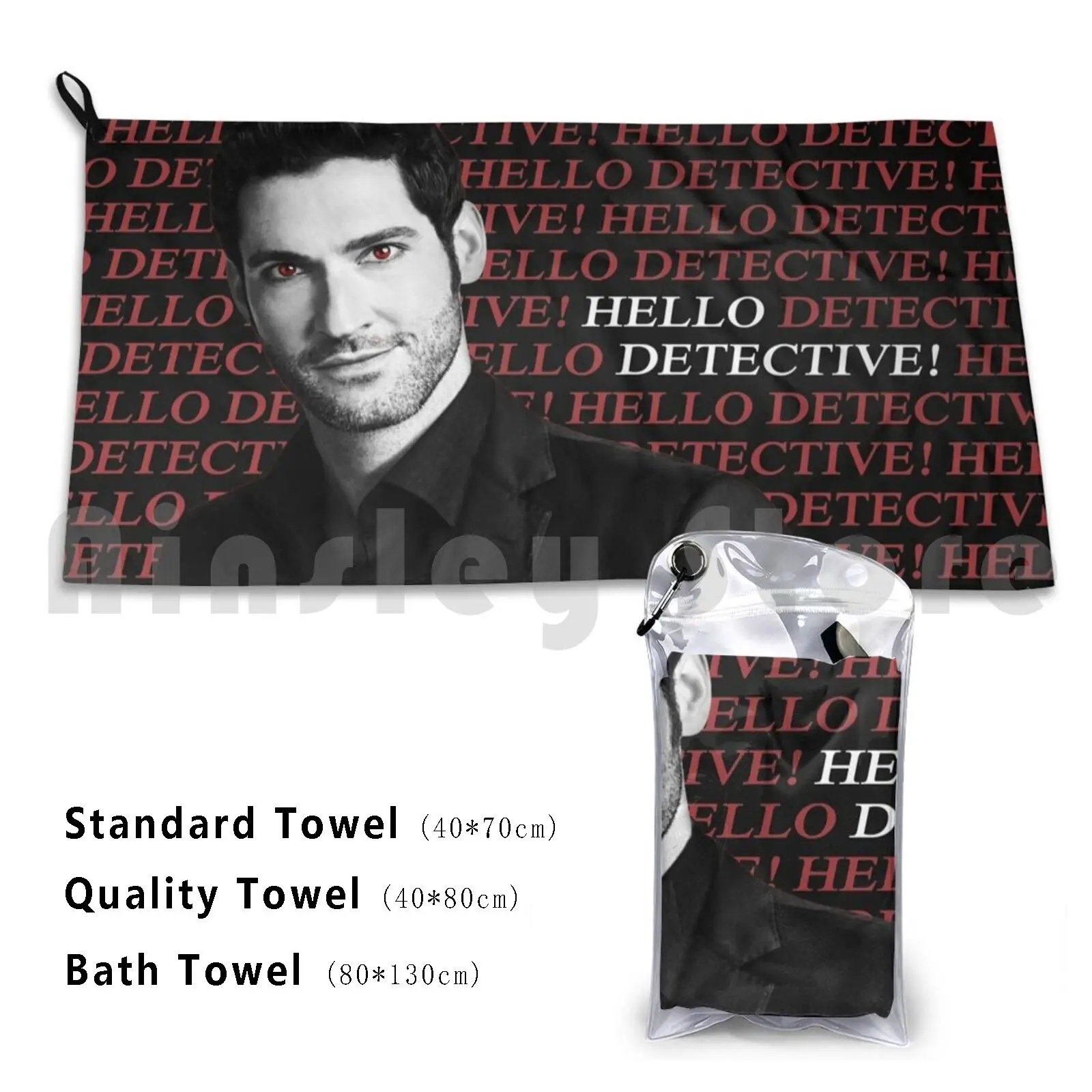 

Hello Detective! Bath Towel Beach Cushion Angels Angel Failed Lux Lucifer Devil Evil Amenadiel Comic