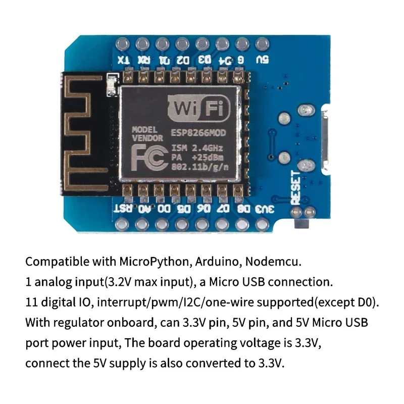 Фото 10 шт. WeMos D1 Mini Pro V3.0 NodeMcu 4 МБ/16 МБ байт Lua WIFI Плата разработки Интернета вещей на базе ESP8266 CH340G Nodemcu V №2