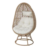 Outdoor furniture PE rattan metal teel frame swivel patio egg chair