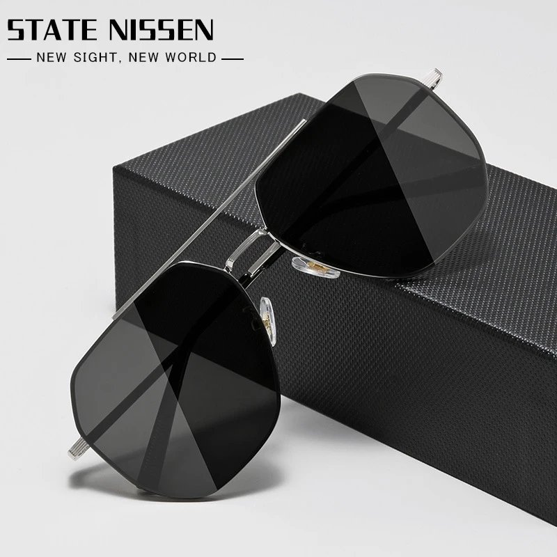 

Nylon polarized sunglasses polygonal double beam men's driving mirror color film fashion mens sun glasses sunglass