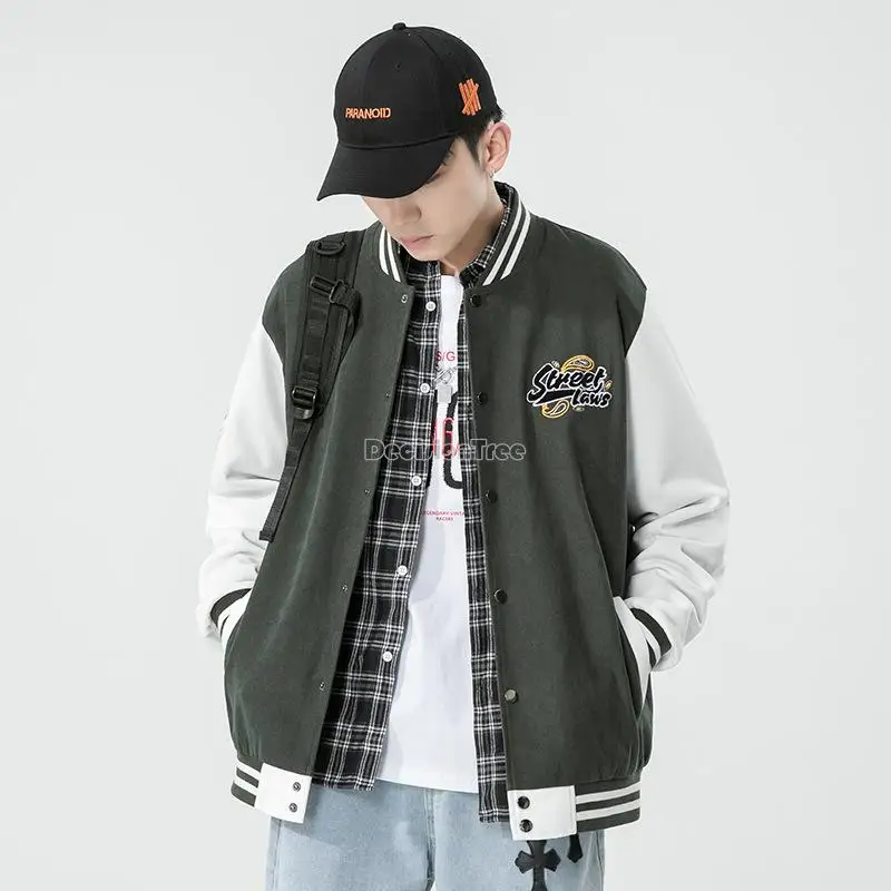 

2022 new spring flyer jacket retro american jacket thin men's baseball jacket cardigan hoodie round neck hiphop men's top g299