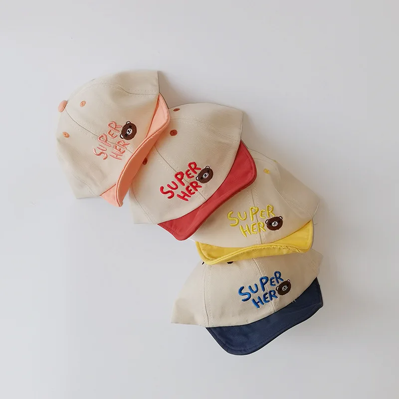 

Letter Bear Embroidery Toddler Girl Boy Baseball Cap Outdoor Cotton Baby Peaked Caps Spring Summer Kids Sun Hat Fit 6-36Months