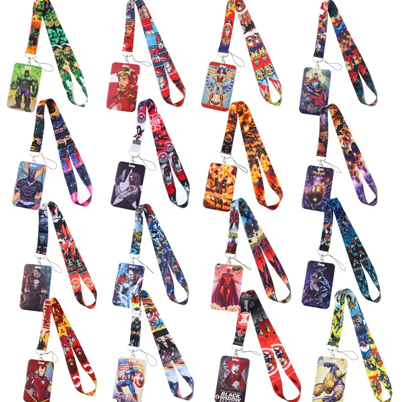 

LT1104 Wholesale Disney Avengers Heroes Lanyard Keychain Cool Toys Neckband Phone Button ID Holder Lanyard Key DIY Lanyard Gift