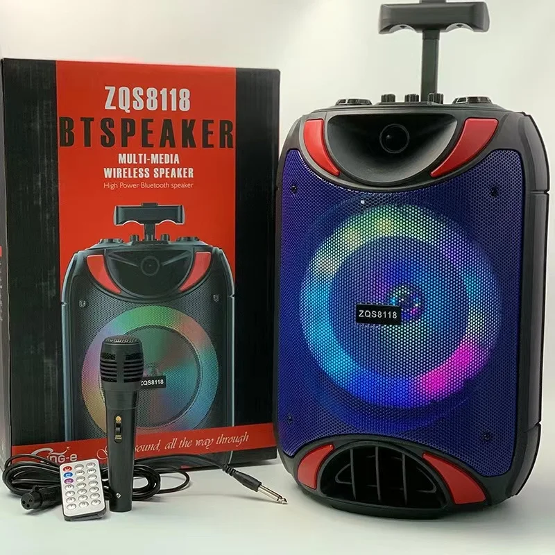 

Портативная колонка 8 дюймов, сабвуфер для домашнего кинотеатра, караоке, с дистанционным управлением и микрофоном