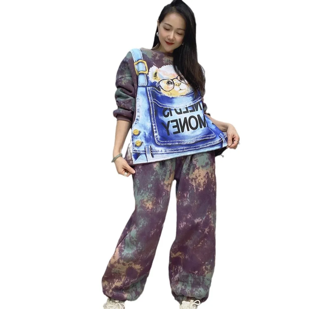 Новинка зимы 2024 флисовые утолщенные толстовки с круглым вырезом комплекты