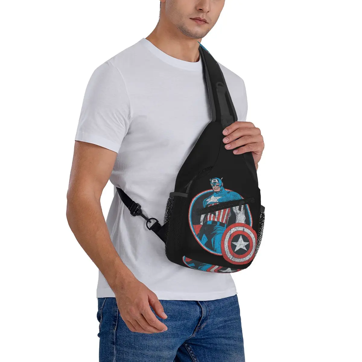 Пользовательский Капитан Америка щит пленка плечо Crossbody нагрудный рюкзак для
