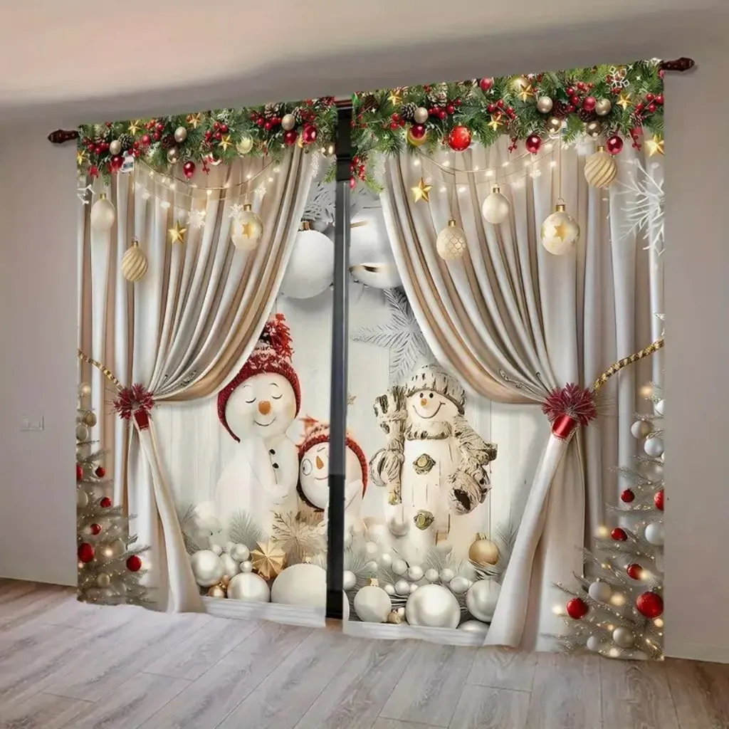 Набор из 2 предметов: современные рождественские шторы для гостиной вязаный