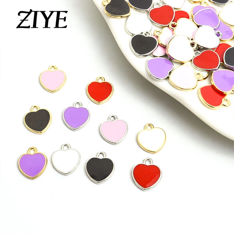 

20pcs Enamel Heart-shaped Charms Romance Multicolor Alloys Pendants DIY Findings Making Cute Necklaces Accessories Jewelry Gifts