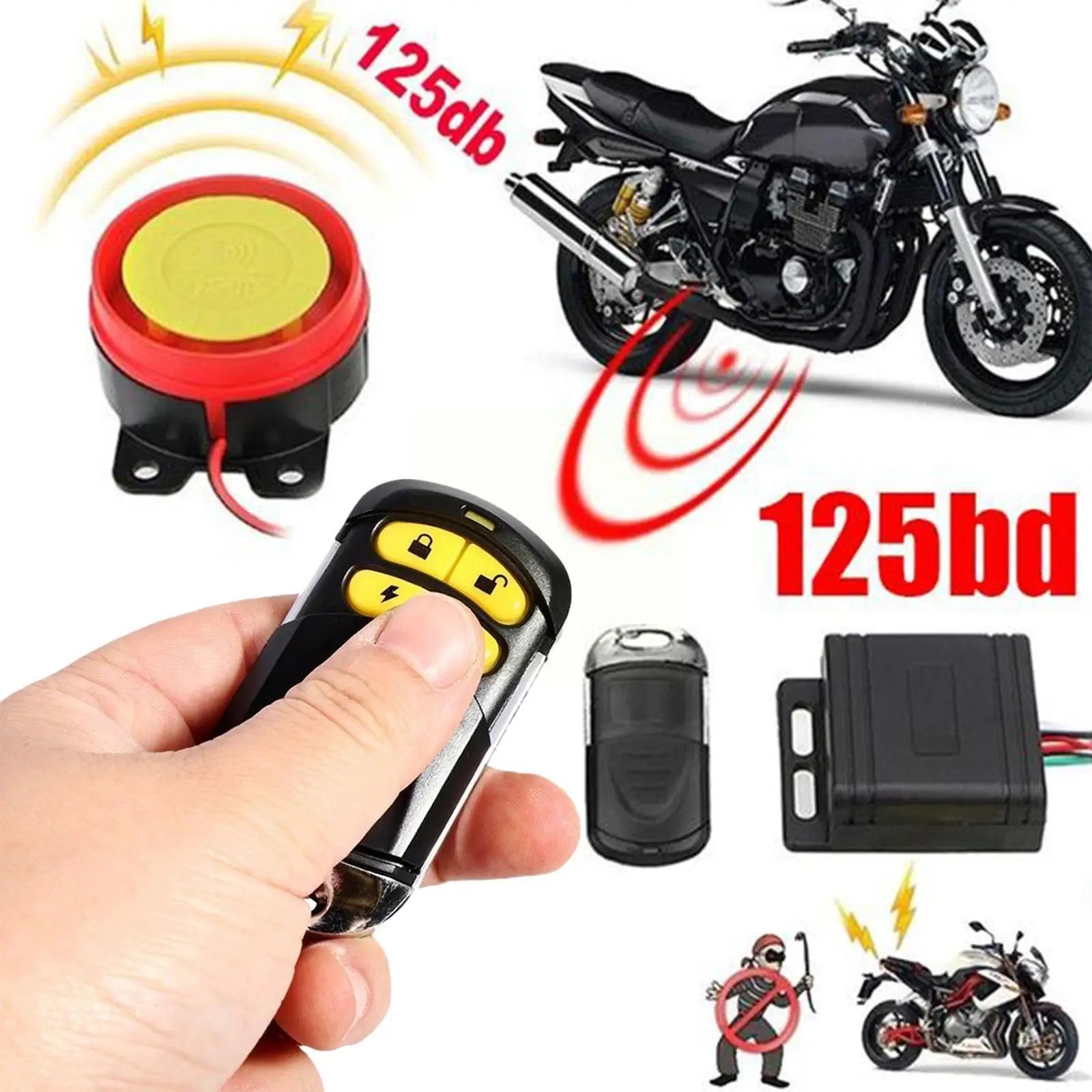 

12V Car High Power Siren Security Alarm System Remote Motorcycle Motorcycle Power Waterproof Alarm Bike Anti-theft High Con V9Q8