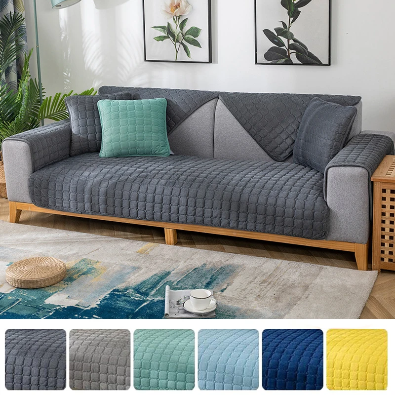 

All-Season Thicken Plush Sofa Towel European Universal Sofa Towel Cover Slip Resistant Couch Sofa Cover for Living Room Decor