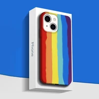 luxury rainbow liquid silicone phone case for iphone 13 12 11 pro max x xs xr mini 7 8 plus se 2 original full protective cover