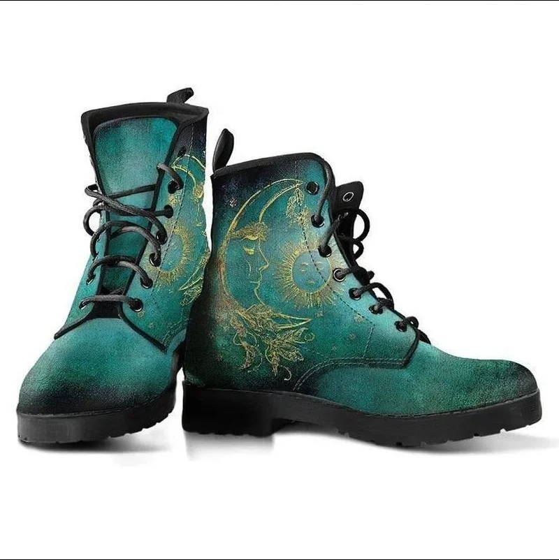 

2022 Female Boots Men's and Women's Autumn Boots Thick-soled Short-tube Women's Shoes Printed High-top Low-heeled Women's Boots