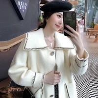 women autumn winter imitated mink cashmere coat female casual loose soft wool coats ladies vintage fashion outerwears oversized