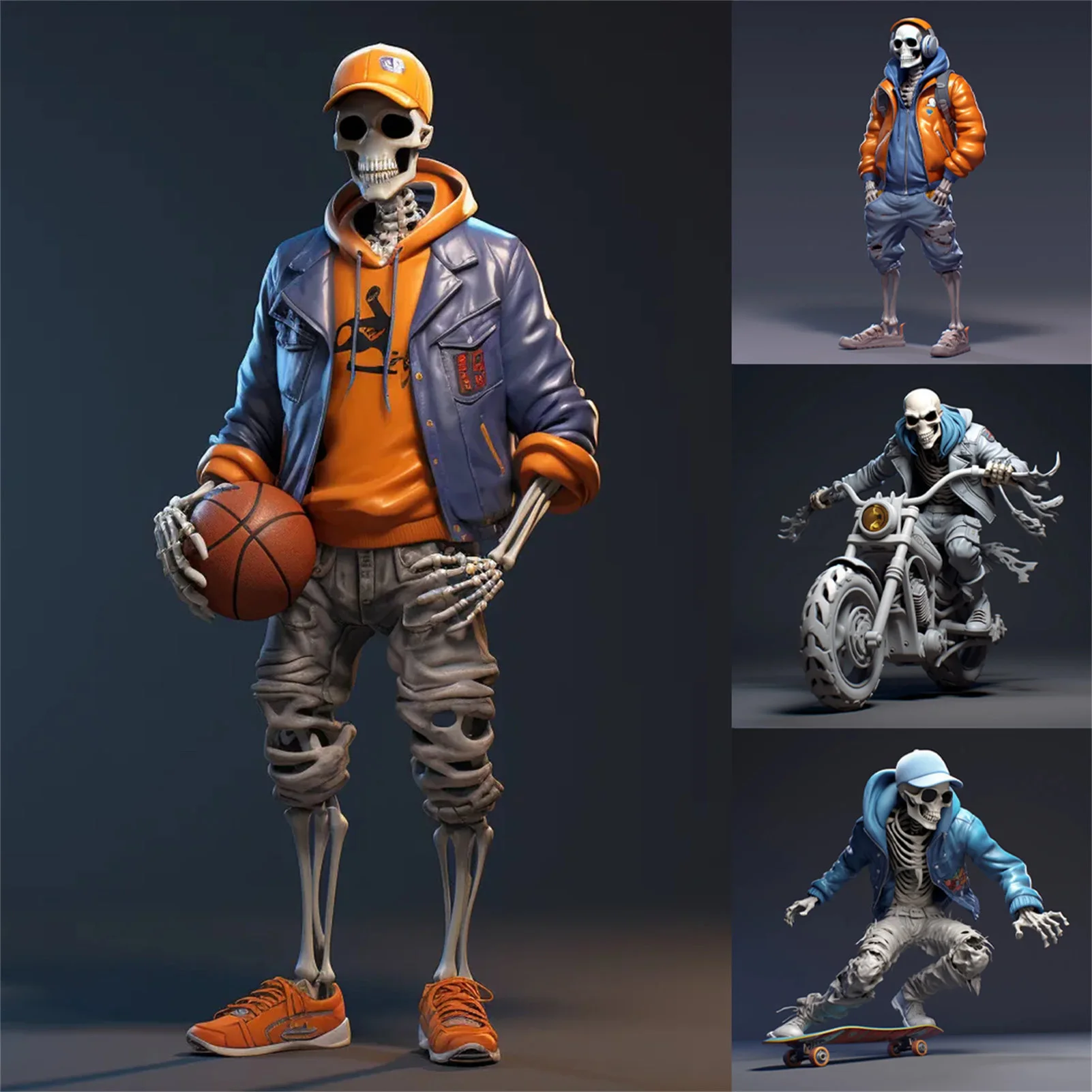 

Cool Skeleton Figures Skull Resin Crafts Skateboarding Skull Skeleton On A Motorbike Halloween Decorations Desk Decoration Gifts