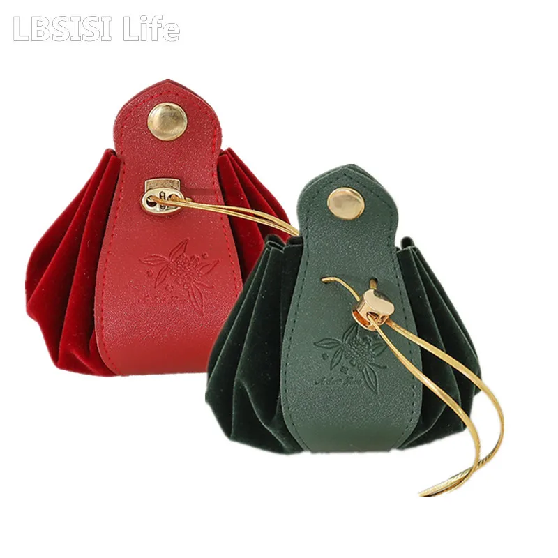 

LBSISI Life 5pcs Leather Jewelry Drawstring Velvet Bags Candy Cookies Gift Packaging Birthday Wedding Party Surprise Decoration
