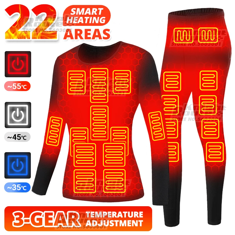 

Self Heated Underwear Thermal Heated Jacket Vest Men's Ski Suit USB Electric Heating Clothing Fleece Thermal Long Johns Winter
