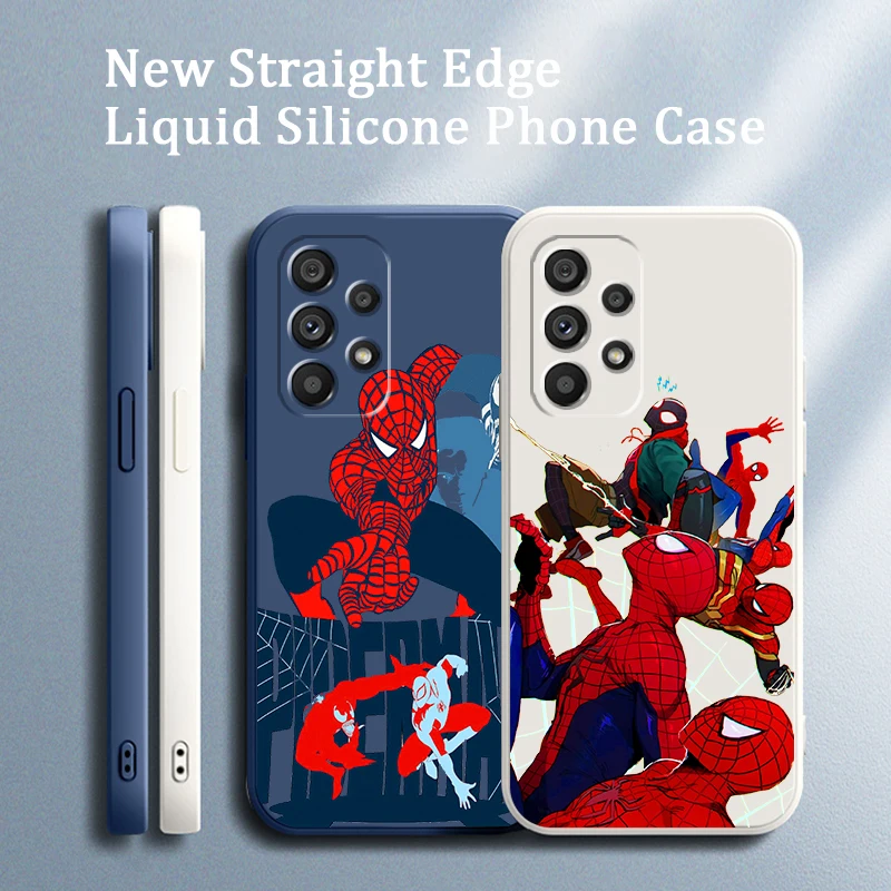 

Superhero Spiderman Fashion For Samsung A73 A53 A33 A52 A32 A23 A22 A71 A51 A21S A03S A50 A30 5G Liquid Rope Phone Case