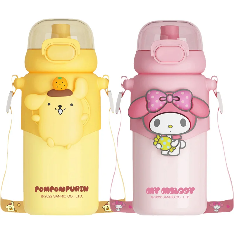

Чашка Sanrio Kuromi из нержавеющей стали изоляционная чашка Mymelody Onpompurin Cinnamorol мультяшная безопасная пипетка чашка Студенческая чашка для воды