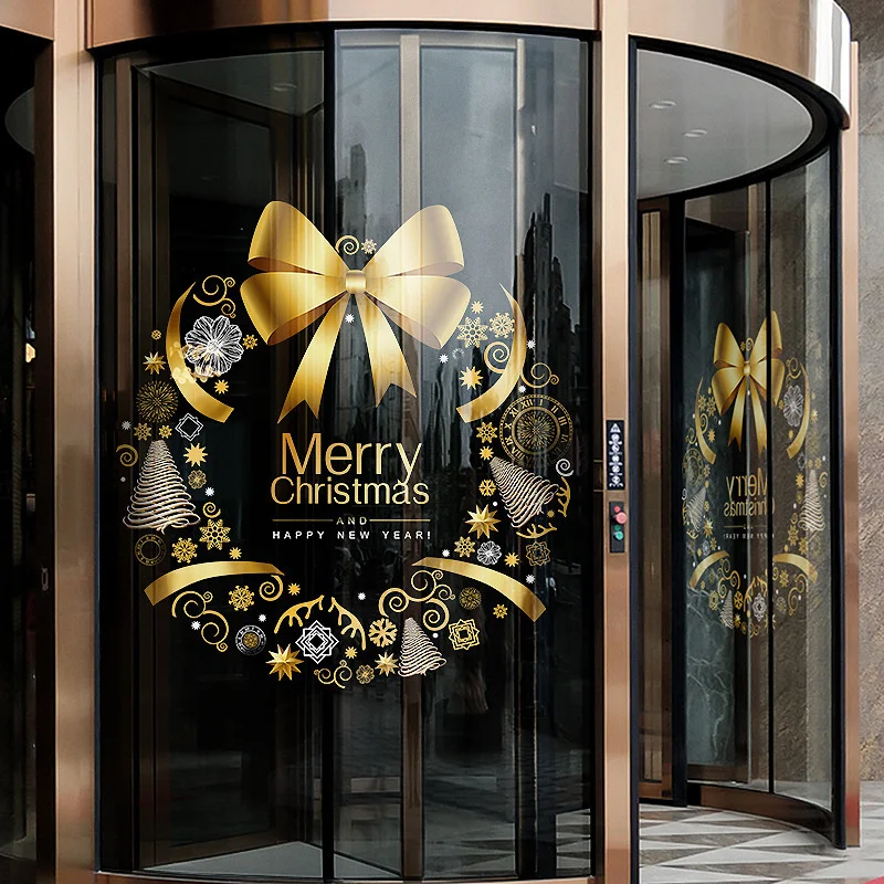 

Рождественское украшение, венок, оконная наклейка, Электростатическая фотография, Рождественский магазин, стеклянное окно, украшение