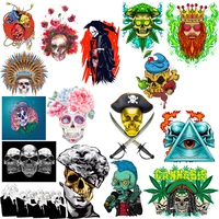 skull patch clothing thermoadhesive patches on clothes iron on transfers death metal punk stickers for t shirts diadem applique