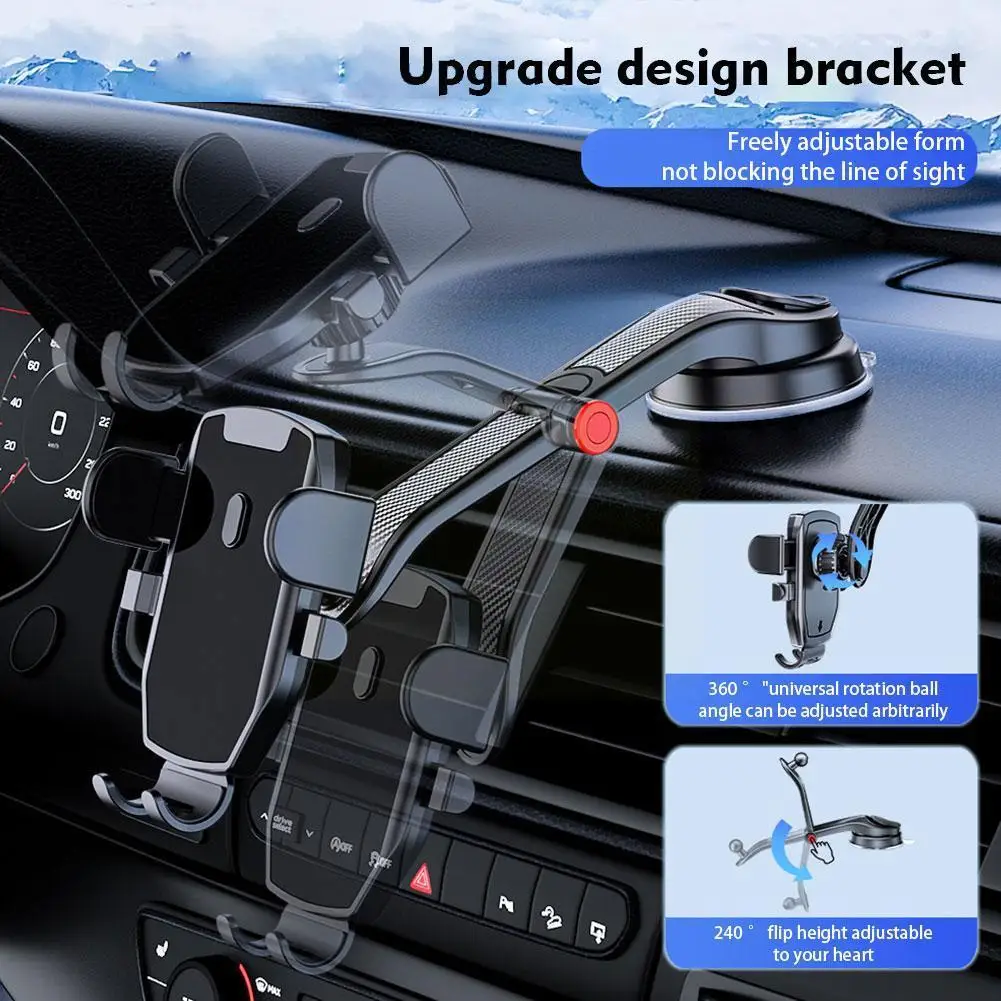 

New Car Phone Holder Mobile Phone Stand with Sucker Folding Curved Arm Adjustable Phone Support for Dashboard Windshield H3H9