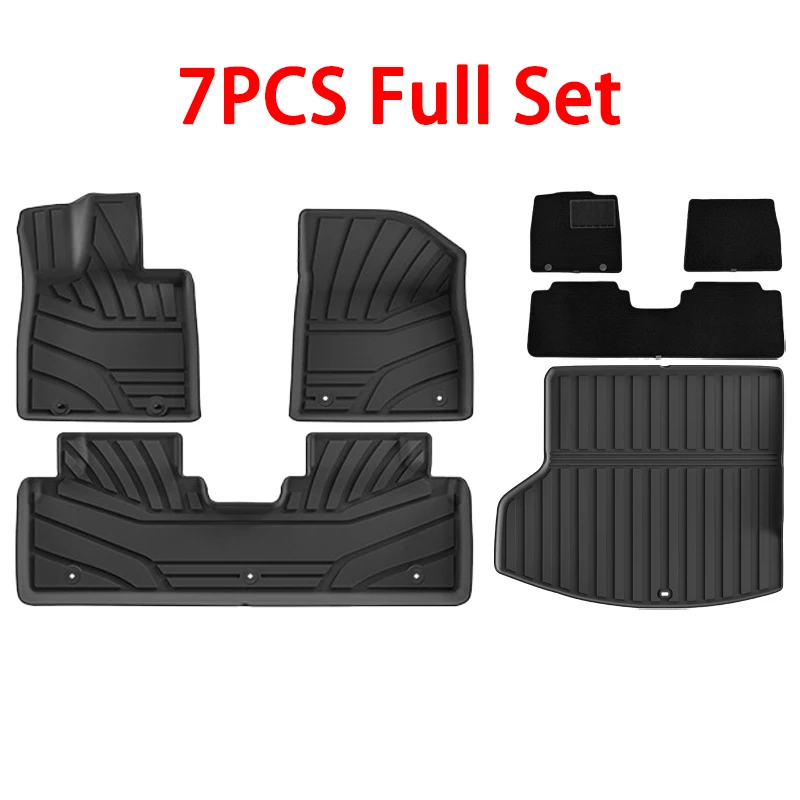 

Для BYD Han L EV/DMI 2025 2026 Коврики из ТПЭ и грузовой подкладки, всепогодные противоскользящие водонепроницаемые коврики для заднего багажника, коврики на спинку