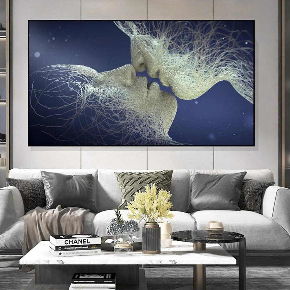 

Абстрактная фигурка искусство возлюбленный поцелуй Холст Искусство стен плакаты для гостиной дома Декор