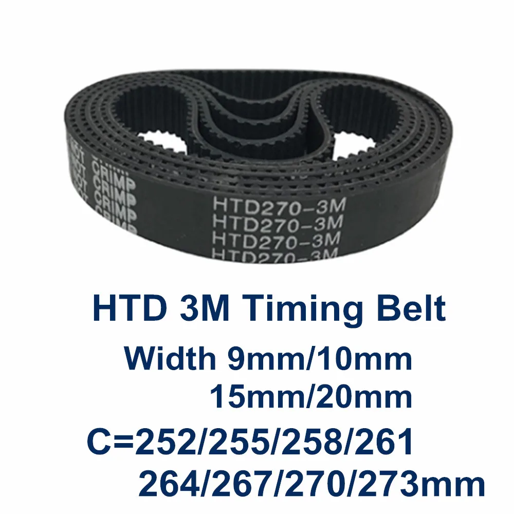

HTD 3M Timing Belt 252/255/258/261/264/267/270/273mm 6/9/10/15mm Width RubbeToothed Closed Loop Synchronous Belts pitch 3mm
