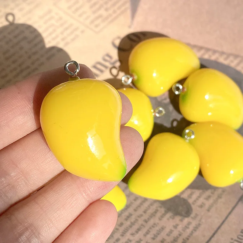 6 шт. имитация смолы подвески в виде фруктов манго каваи 3D кулон еды для ожерелья