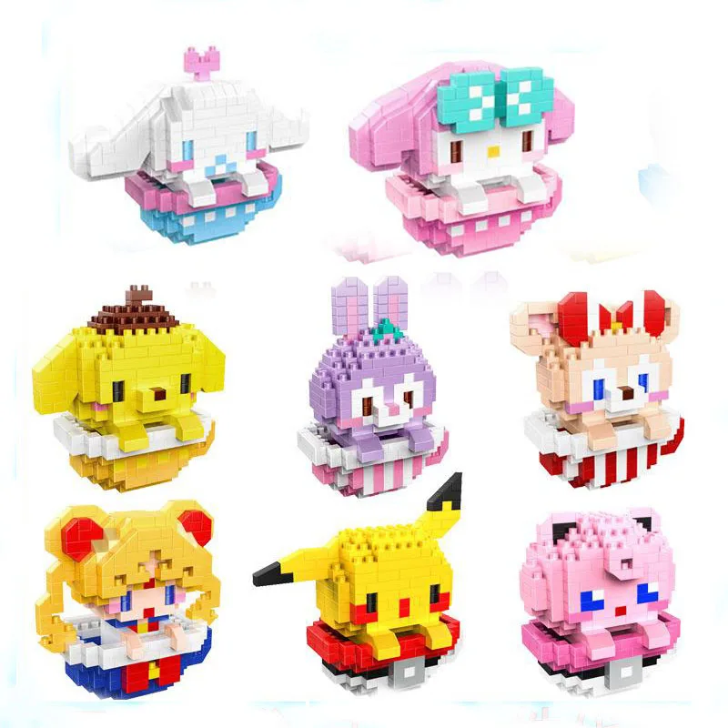 

Sanrioed аниме мультфильм Kuromi My Melody Cinnamoroll маленькие строительные блоки кавайная модель животных образовательная игра графика игрушки подарки