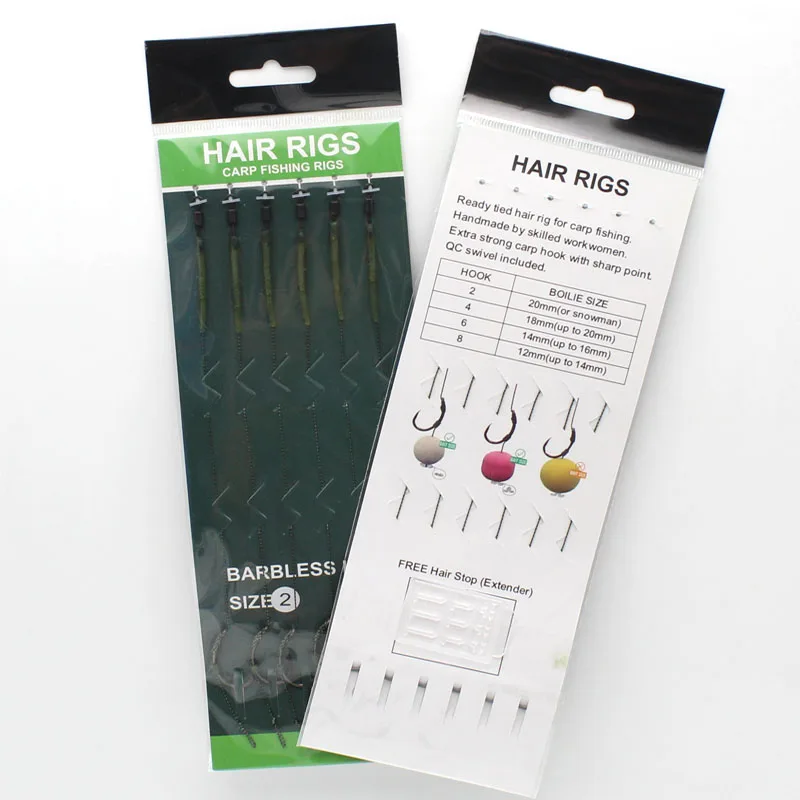

6PCS Ready Made Fish Hook Link Kit Hair Rig with Anti Tangle Sleeve Quick Change Swivel Hook Sleeve Size 2 4 6 8 Pack of 6