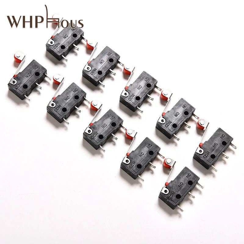 

10pcs Roller Lever Arm PCB Terminals Micro Limit Normal Open/Close Switch KW12-3
