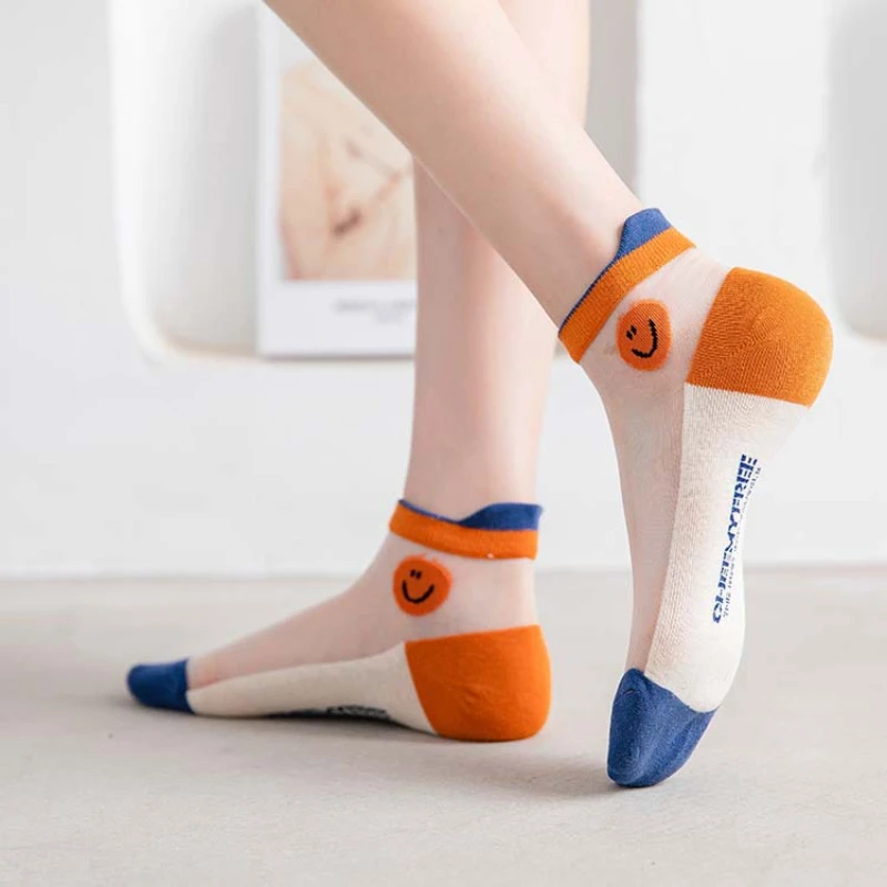 Summer Socks Cotton Bottom Mesh Lace Jacquard Klein Blue Card Silk Boat Socks