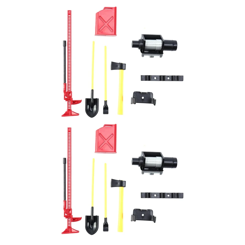 

2Set Luggage Rack Winch Shovel Fuel Tank Ax Decoration for Rc Model Cars Spare Parts Simulation Climbing Car Scx10 D90
