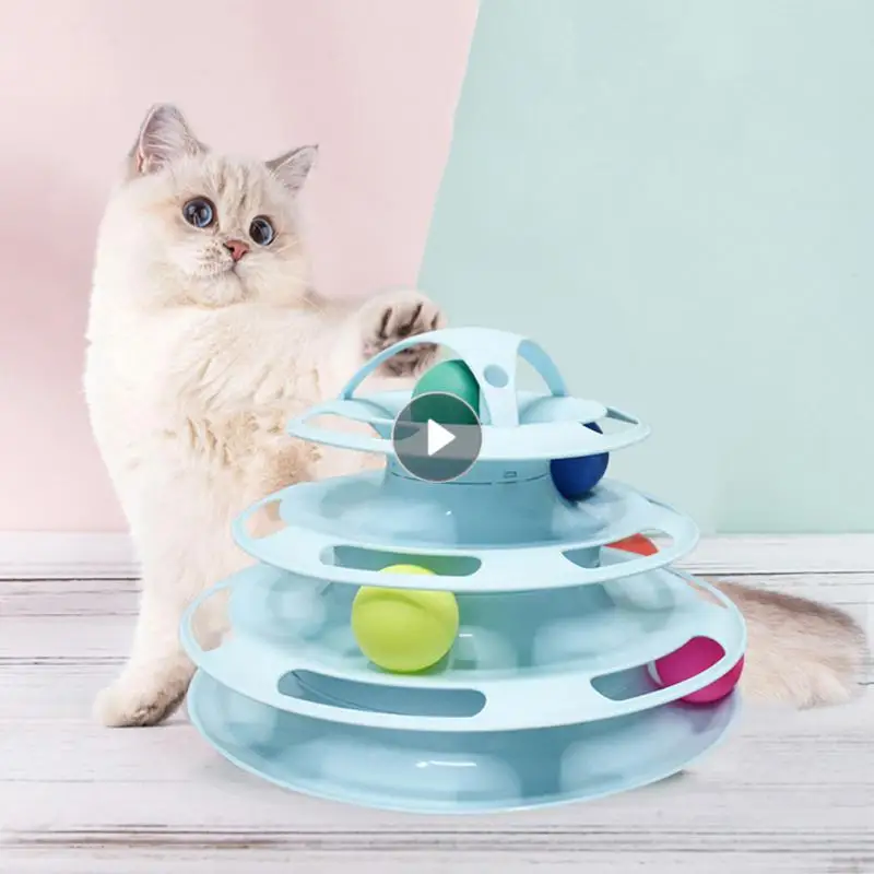 

Четырехслойный Трековый шар, Интерактивная башня, игрушка для кошек, вращающийся роликовый шар, игрушка для кошек, котят, игра, интерактивны...