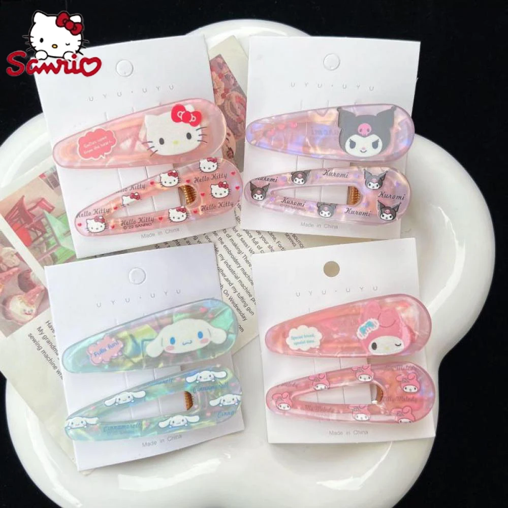 

Sanrio Baby Hairpin Anime Figure Hello Kity Melody Kuromi Kawaii Doll Baby Headwear Hair Clip Gifts for Girls Kids Decoration