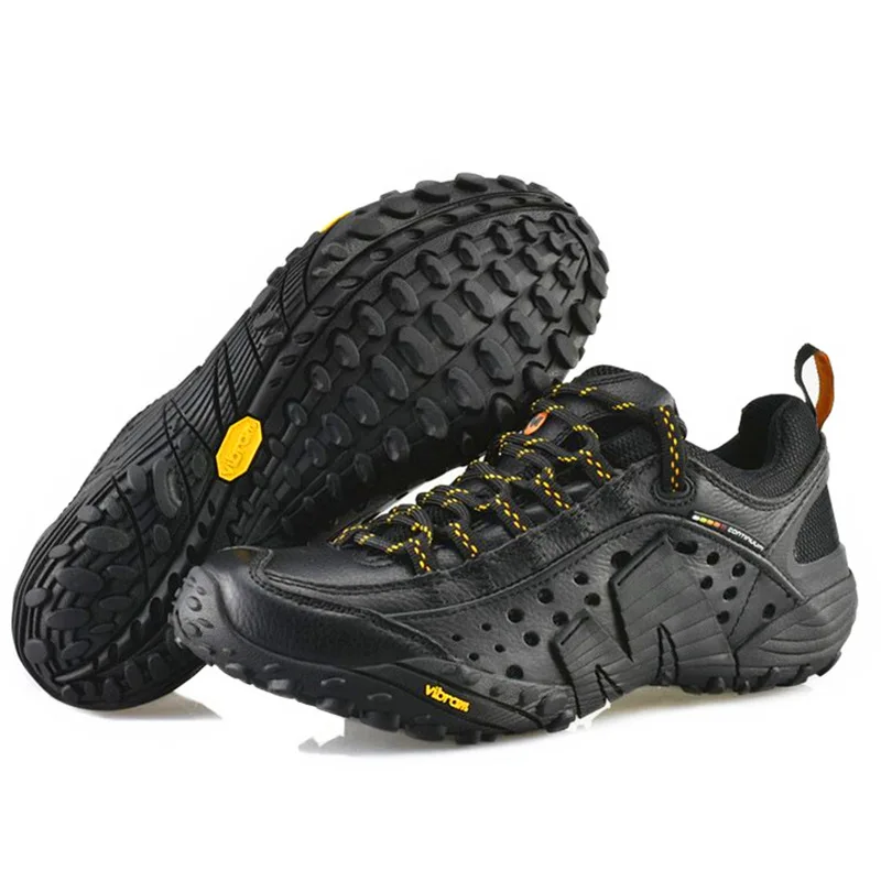Male Sneakers Mesh Hiking Shoes Genuine Leather Mountain Boots Outdoor Sports Shoes Durable Mountain Trekking Anti-Slip Climbing