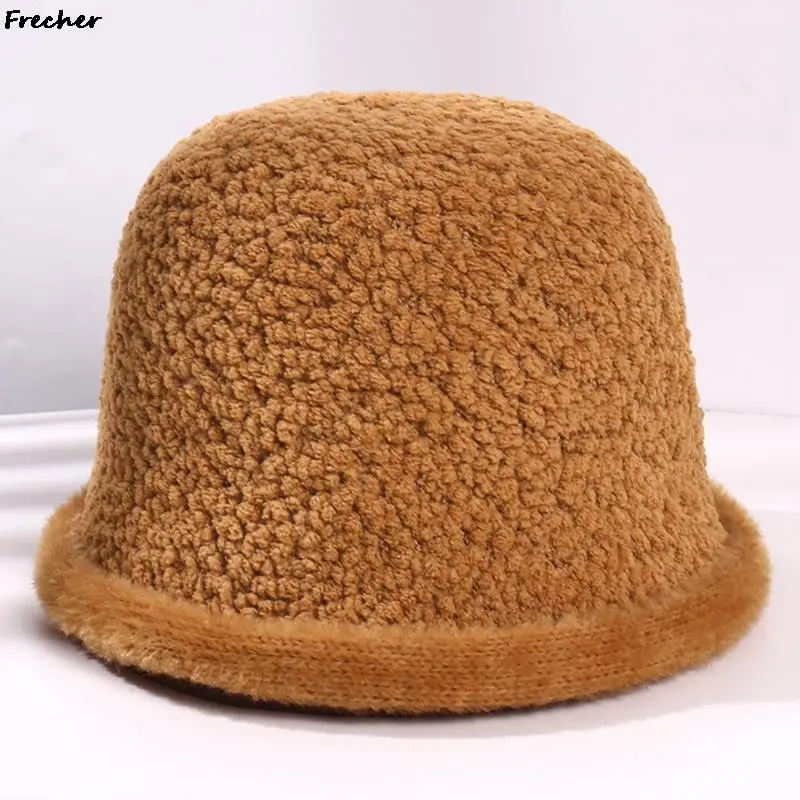 

Женские шапки из искусственного меха для рыбаков теплая Панама из ягненка женская сохраняющая тепло Весенняя зимняя шапка для раковины мод...