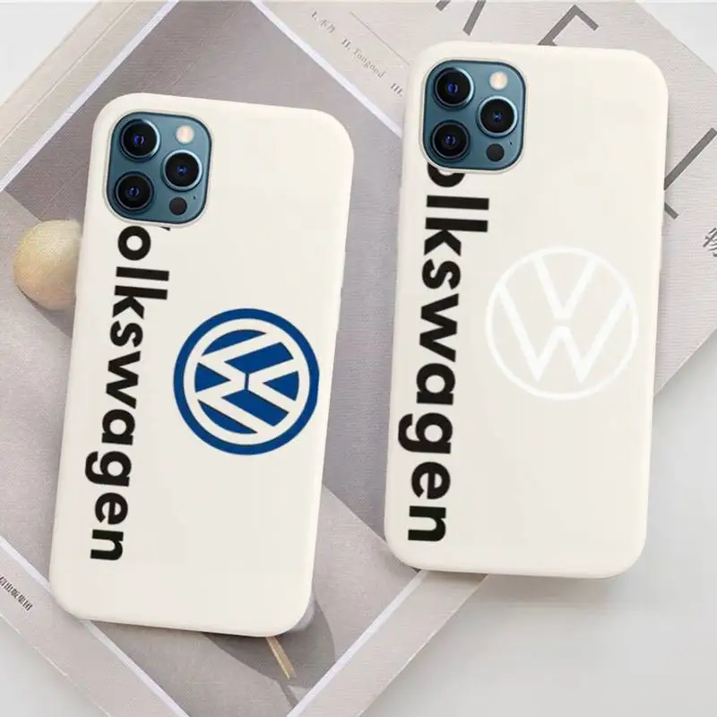 

Hot Car v-volkswagen Logo Phone Case for iPhone 11 12 13 Mini Pro Xs Max 8 7 6 6S Plus X XR Solid Candy Color Case